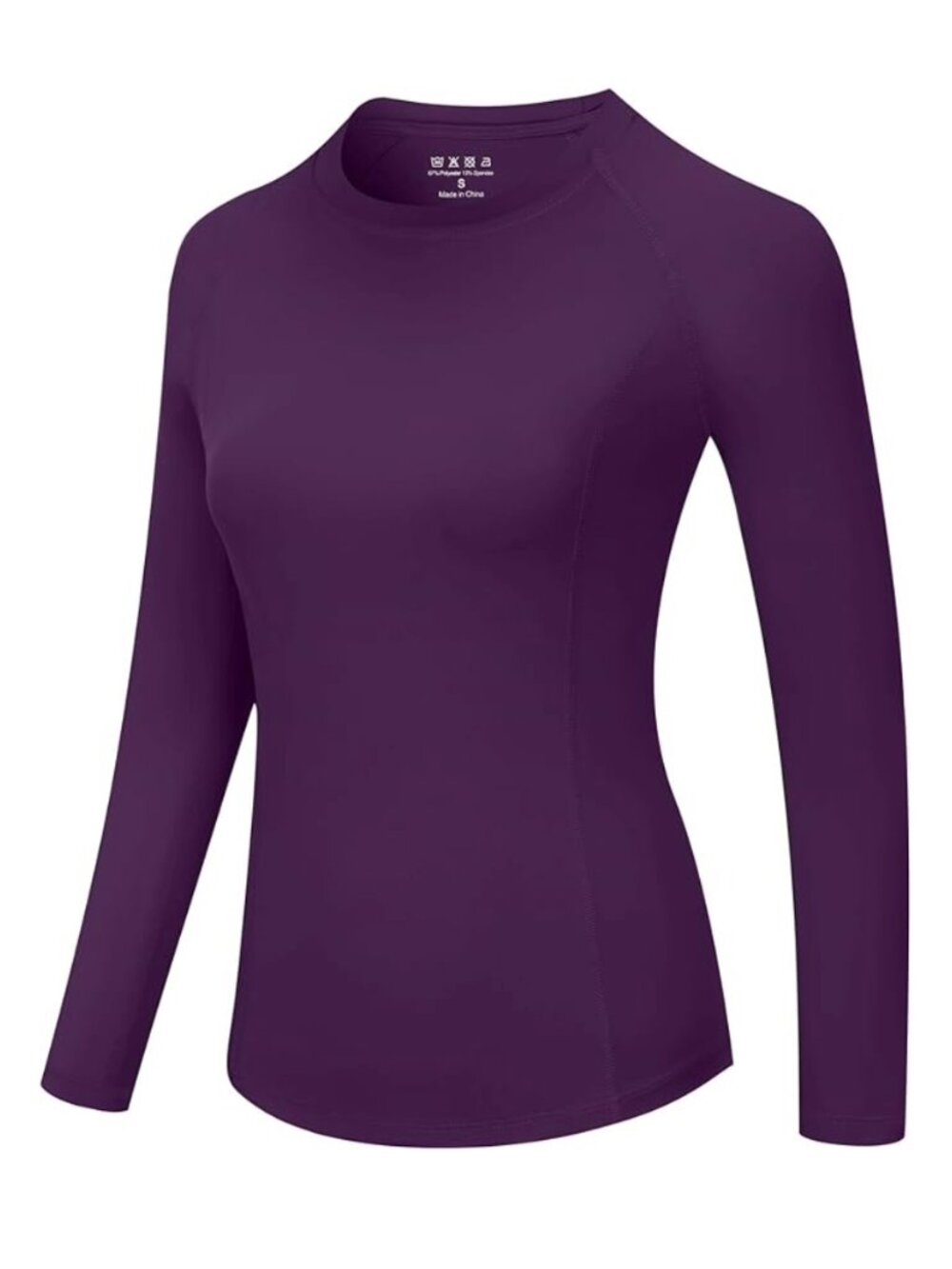 Women's Long Sleeve Compression Shirt, UPF 50+ Crew Neck, Size Medium